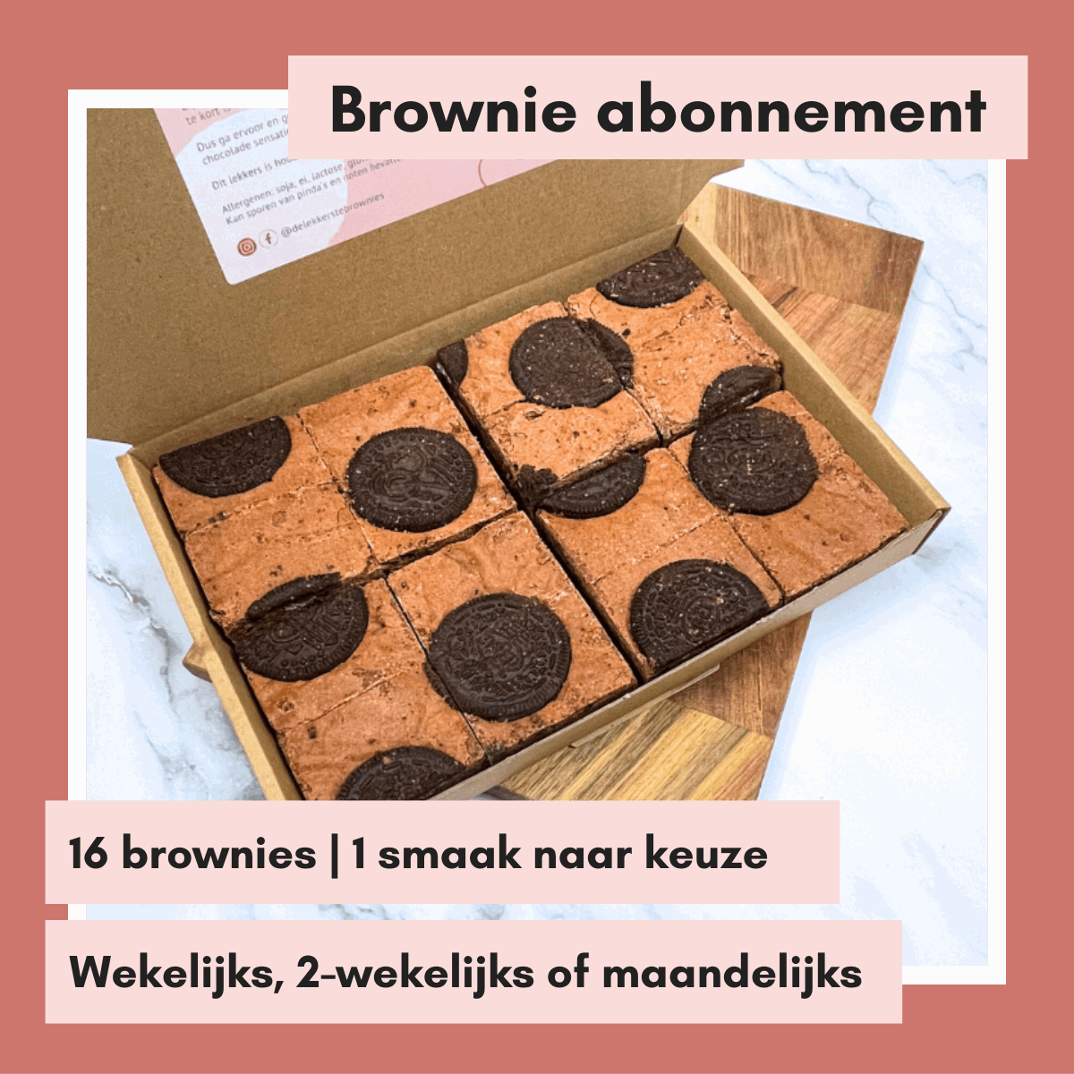 Brownie abonnement 16 stuks | Kies zelf 1 smaak