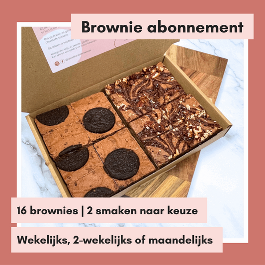 Brownie abonnement 16 stuks | Kies zelf 2 smaken