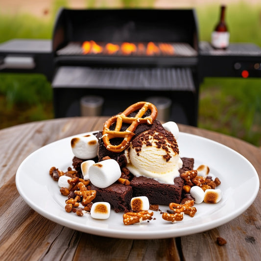 BBQ Toetje | Brownies met marshmallows en pretzels